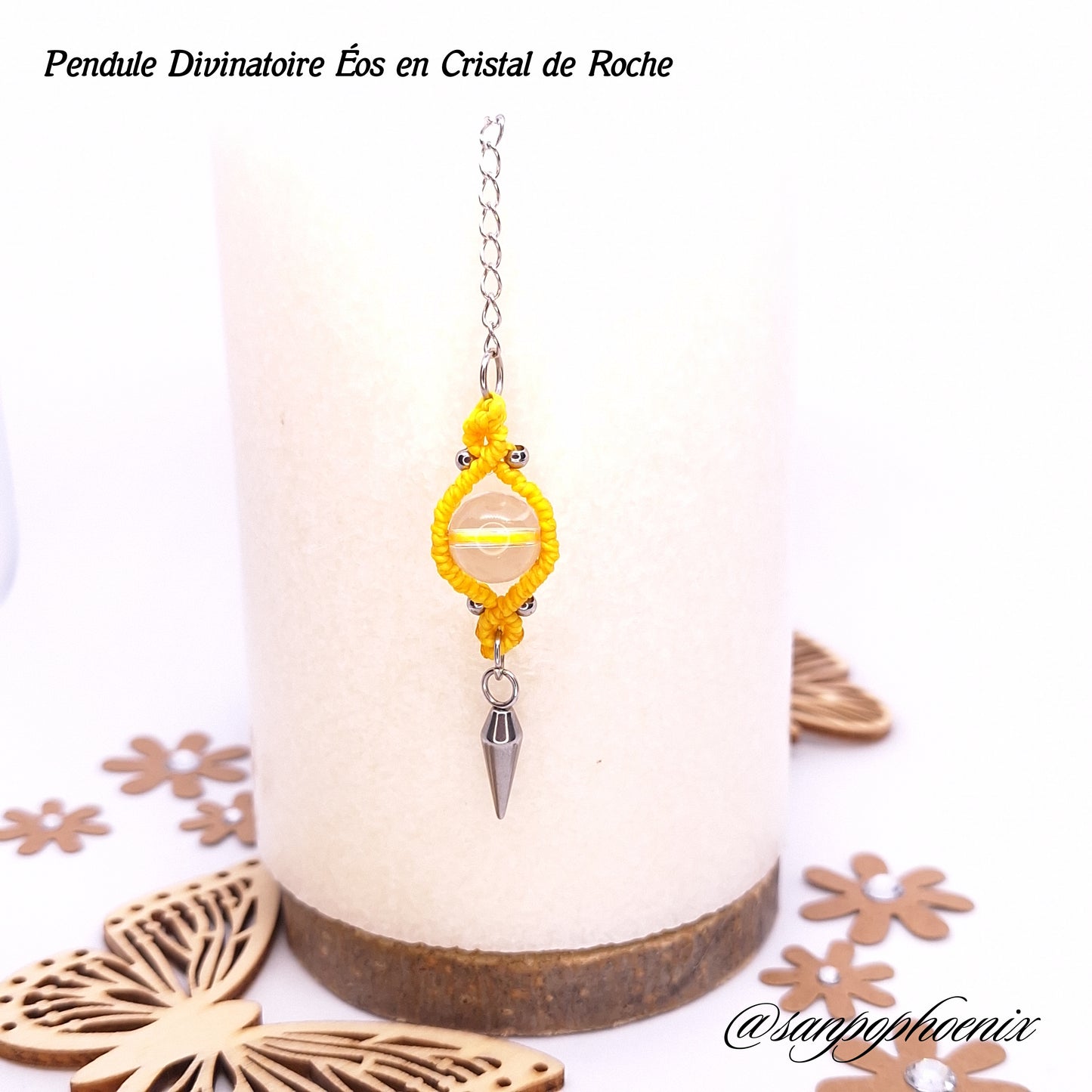 Pendule divinatoire ÉOS Golden Yellow en cristal de roche