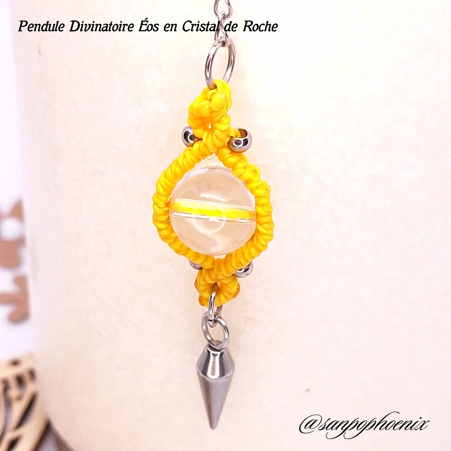 Pendule divinatoire ÉOS Golden Yellow en cristal de roche