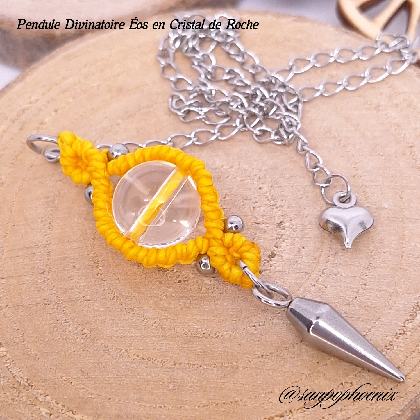 Pendule divinatoire ÉOS Golden Yellow en cristal de roche