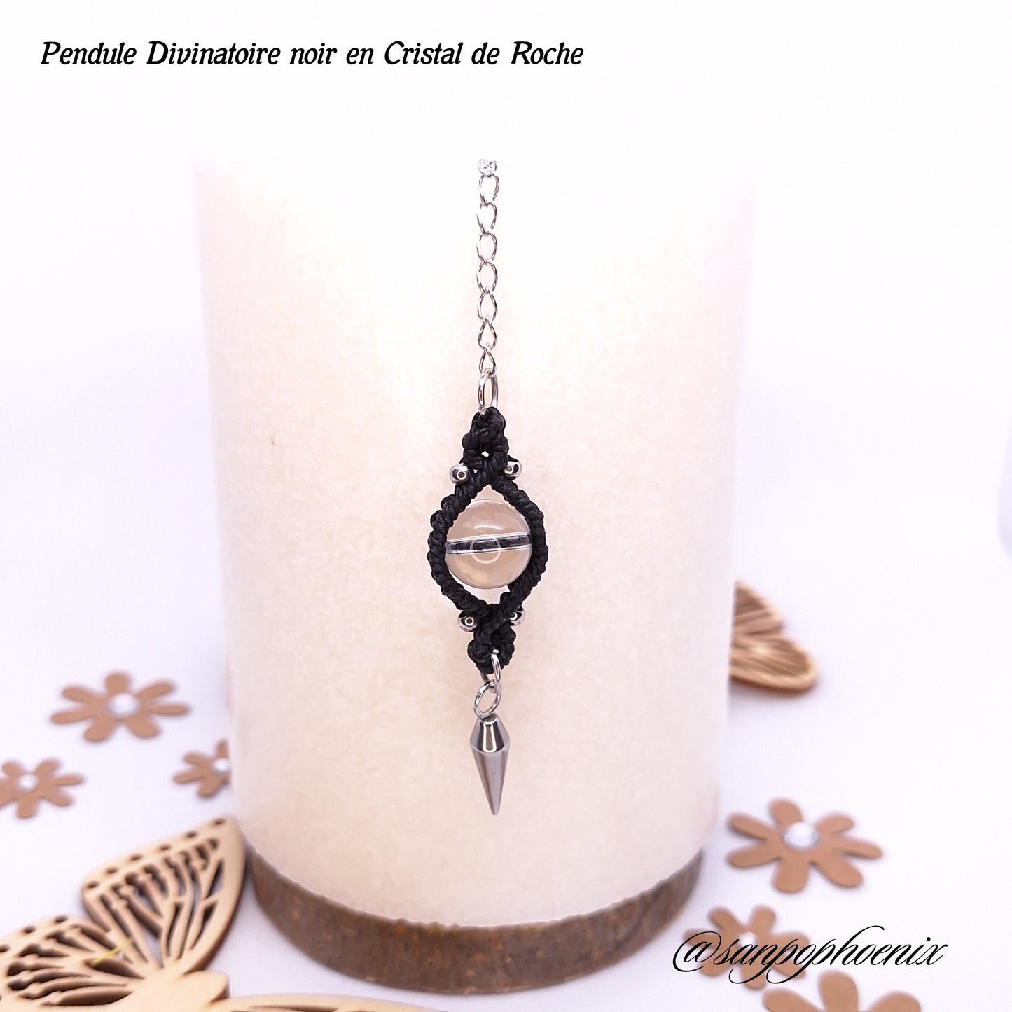 Pendule divinatoire ÉOS Noir en cristal de roche