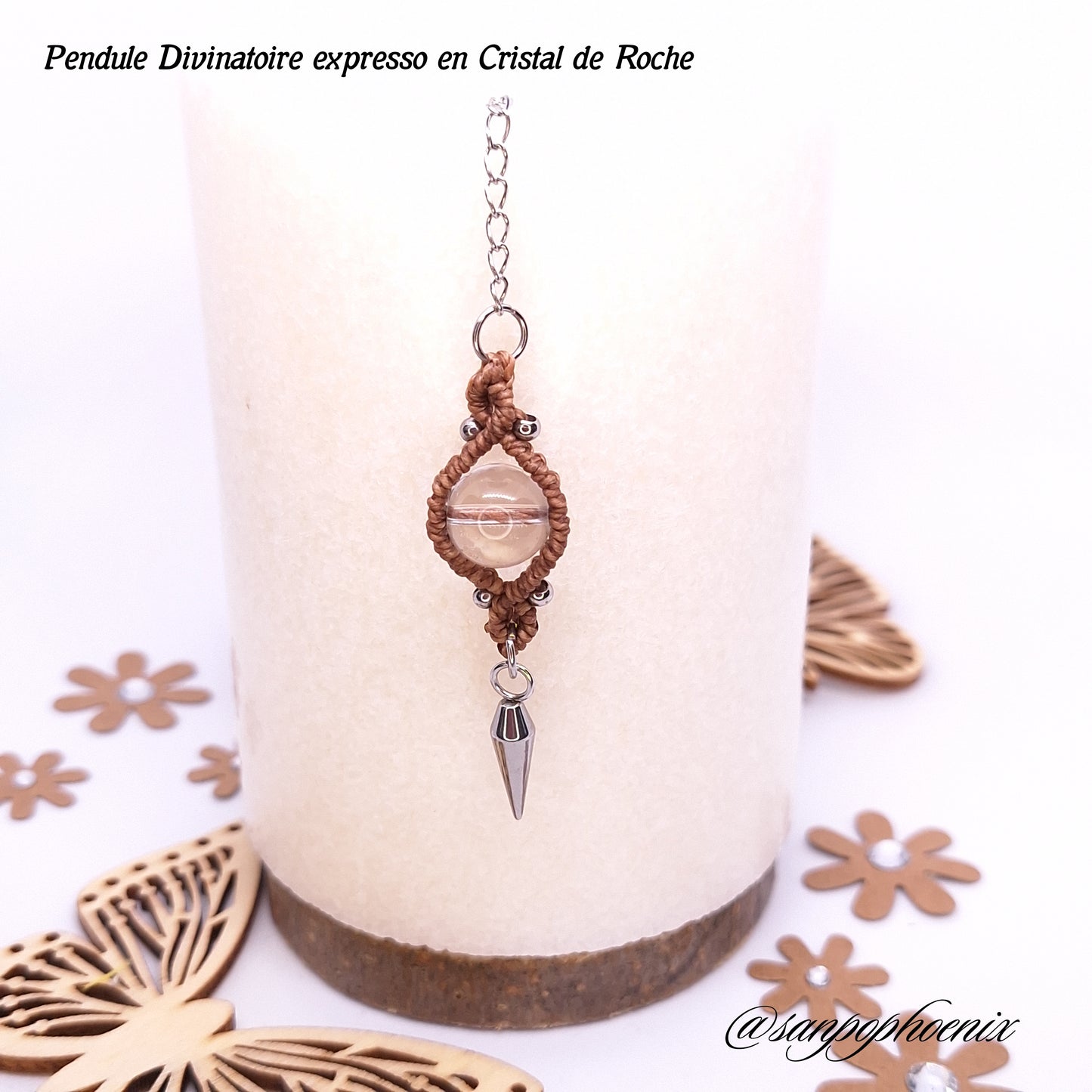 Pendule divinatoire ÉOS Expresso en cristal de roche