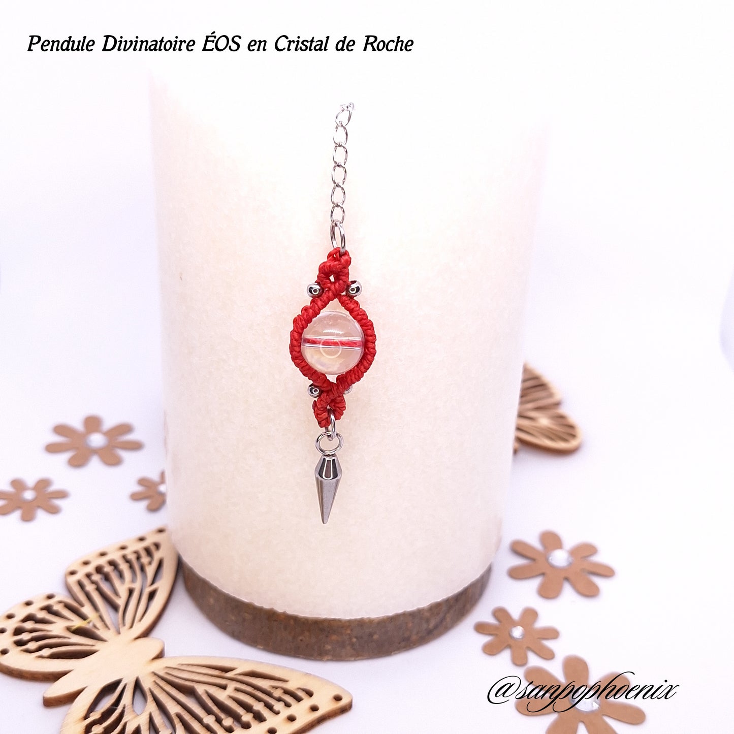 Pendule divinatoire ÉOS rouge en cristal de roche