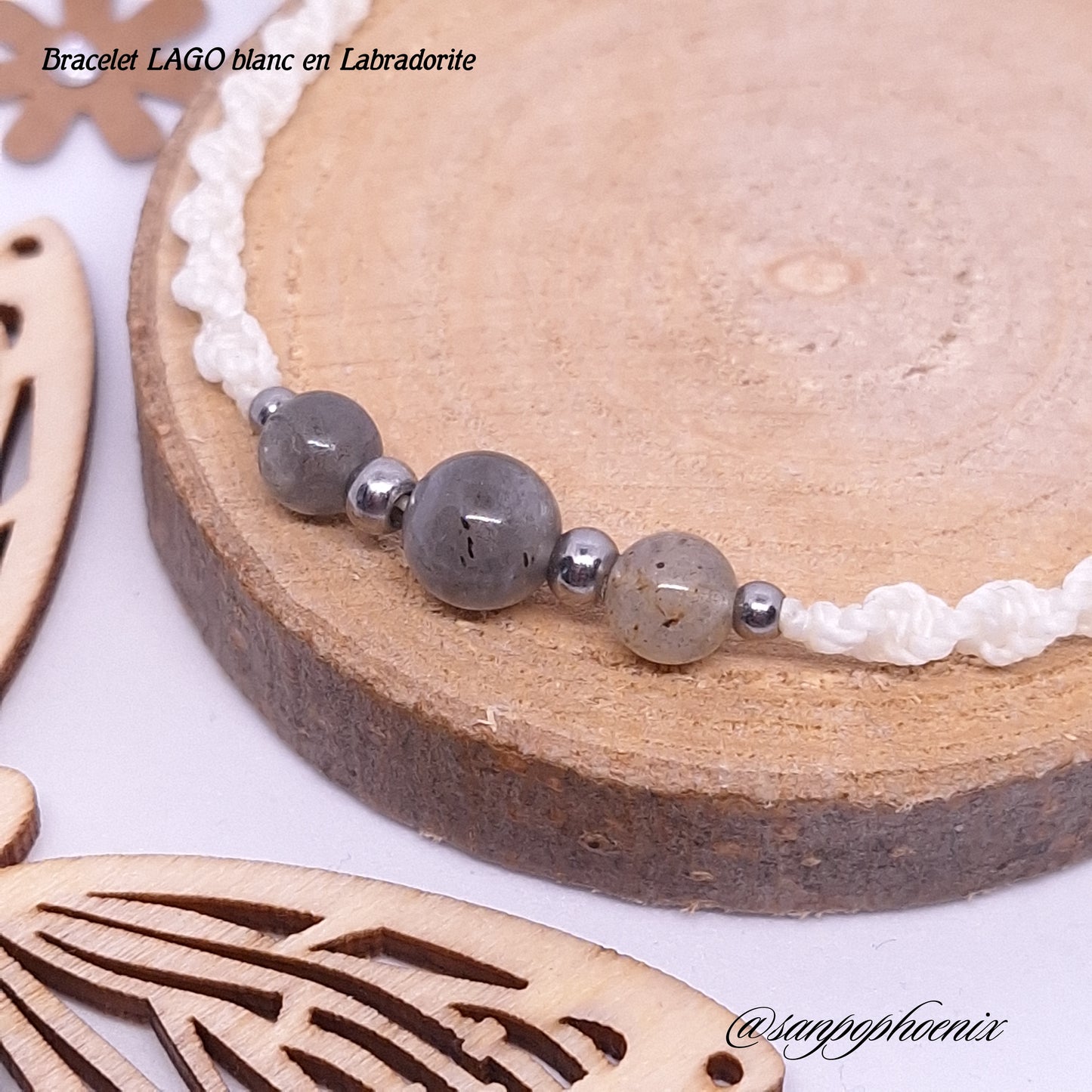 Bracelet porte-bonheur LAGO blanc en Labradorite