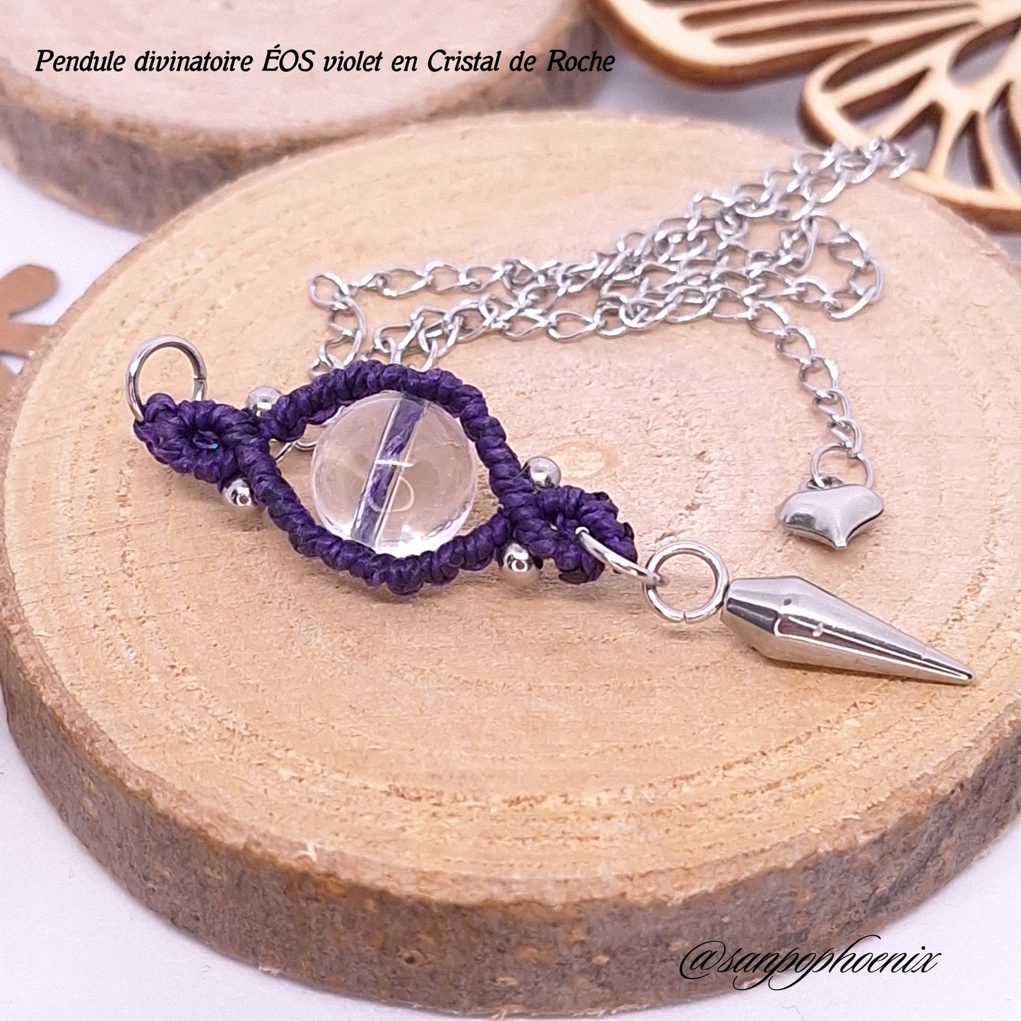 Pendule divinatoire ÉOS dark purple en Cristal de Roche