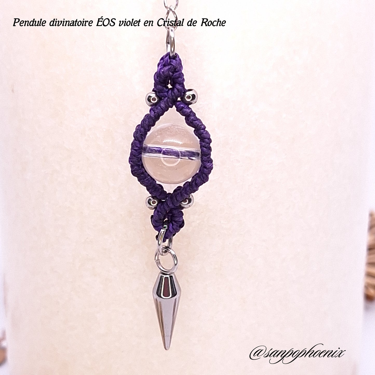 Pendule divinatoire ÉOS dark purple en Cristal de Roche