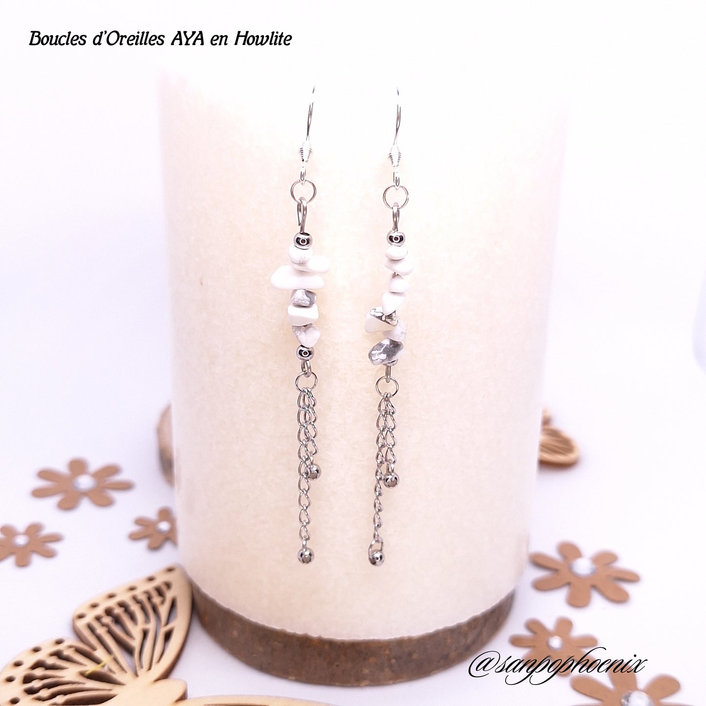 Boucles d'Oreilles AYA - Porte-Bonheur en Howlite