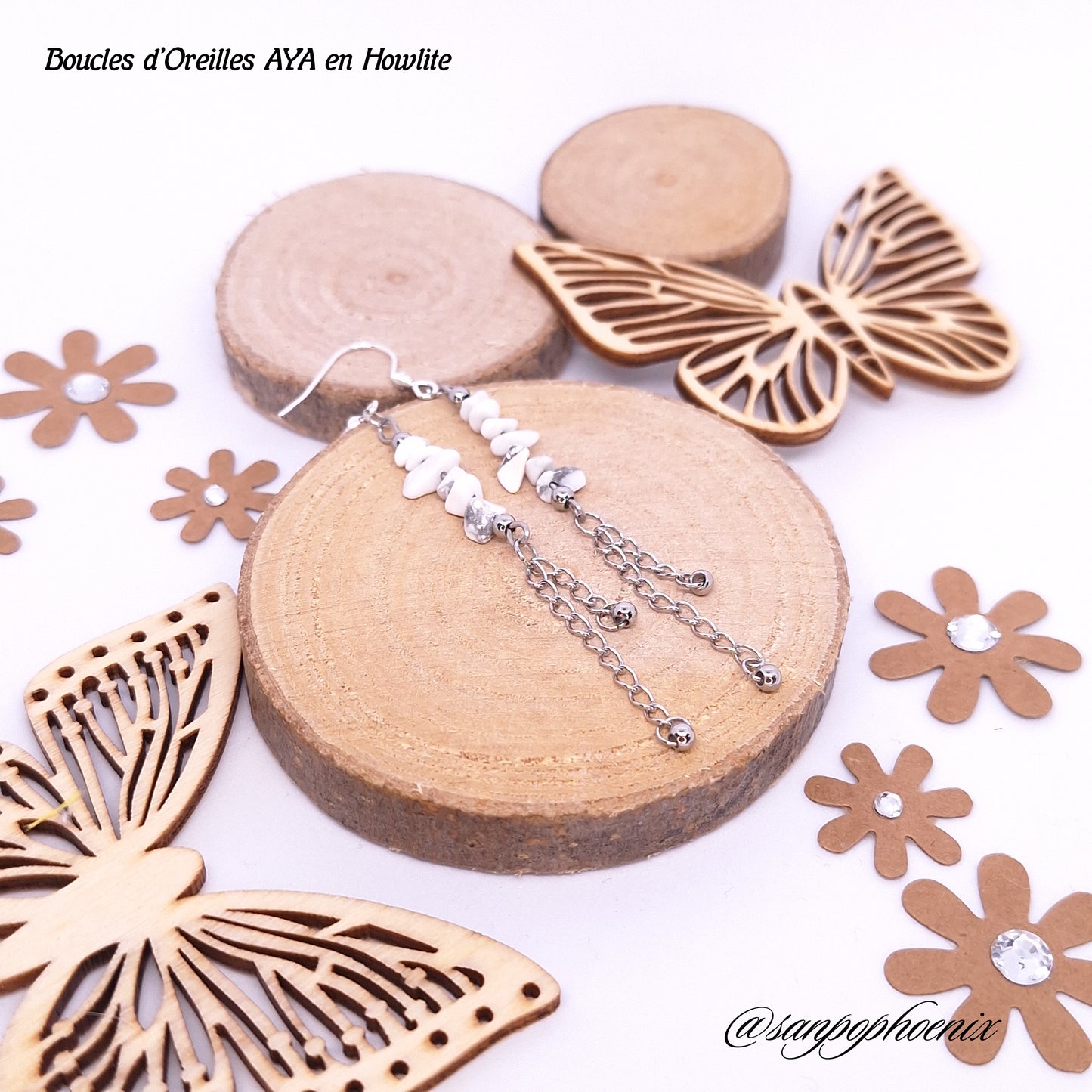 Boucles d'Oreilles AYA - Porte-Bonheur en Howlite