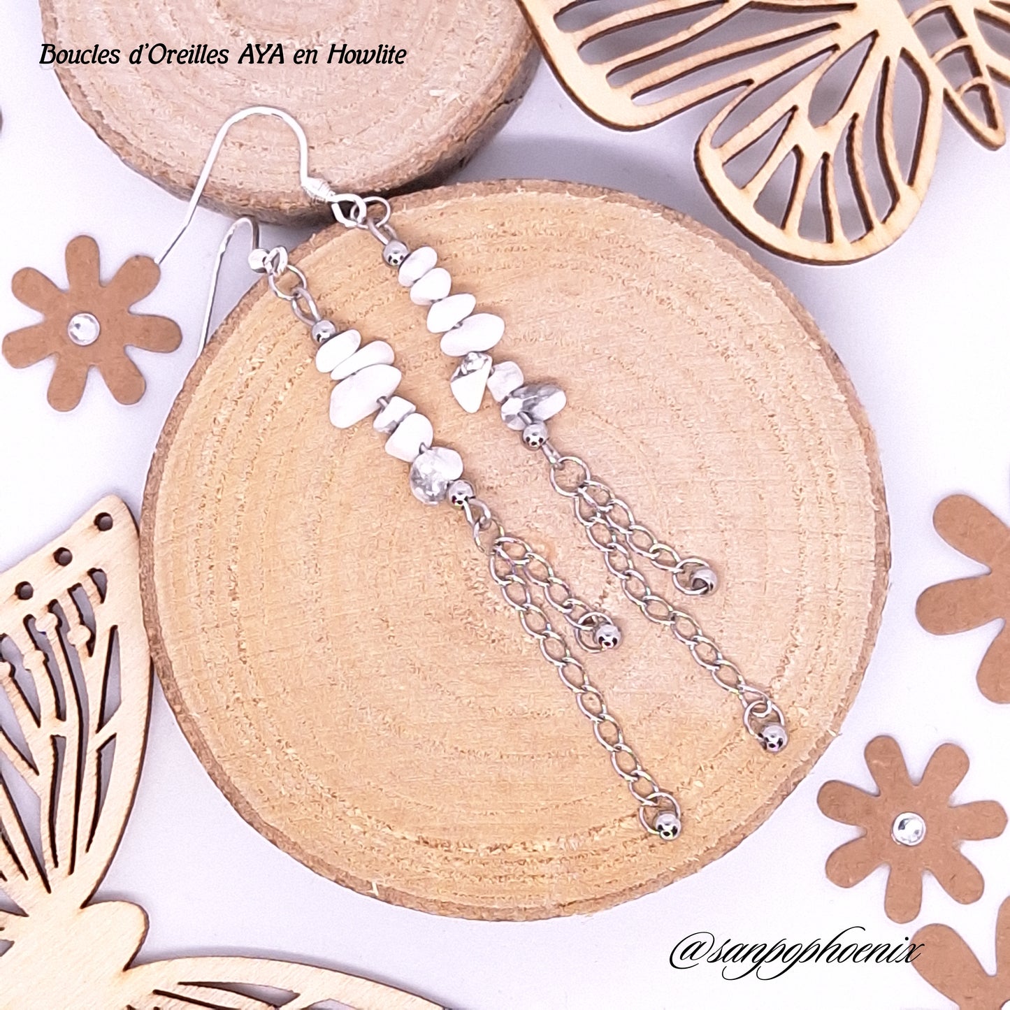 Boucles d'Oreilles AYA - Porte-Bonheur en Howlite