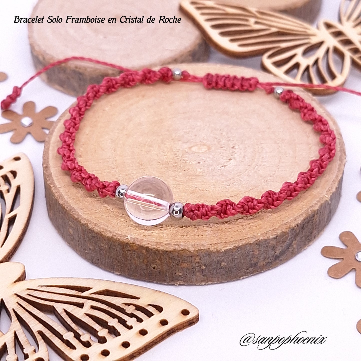 Bracelet porte-bonheur SOLO Framboise en Cristal de Roche