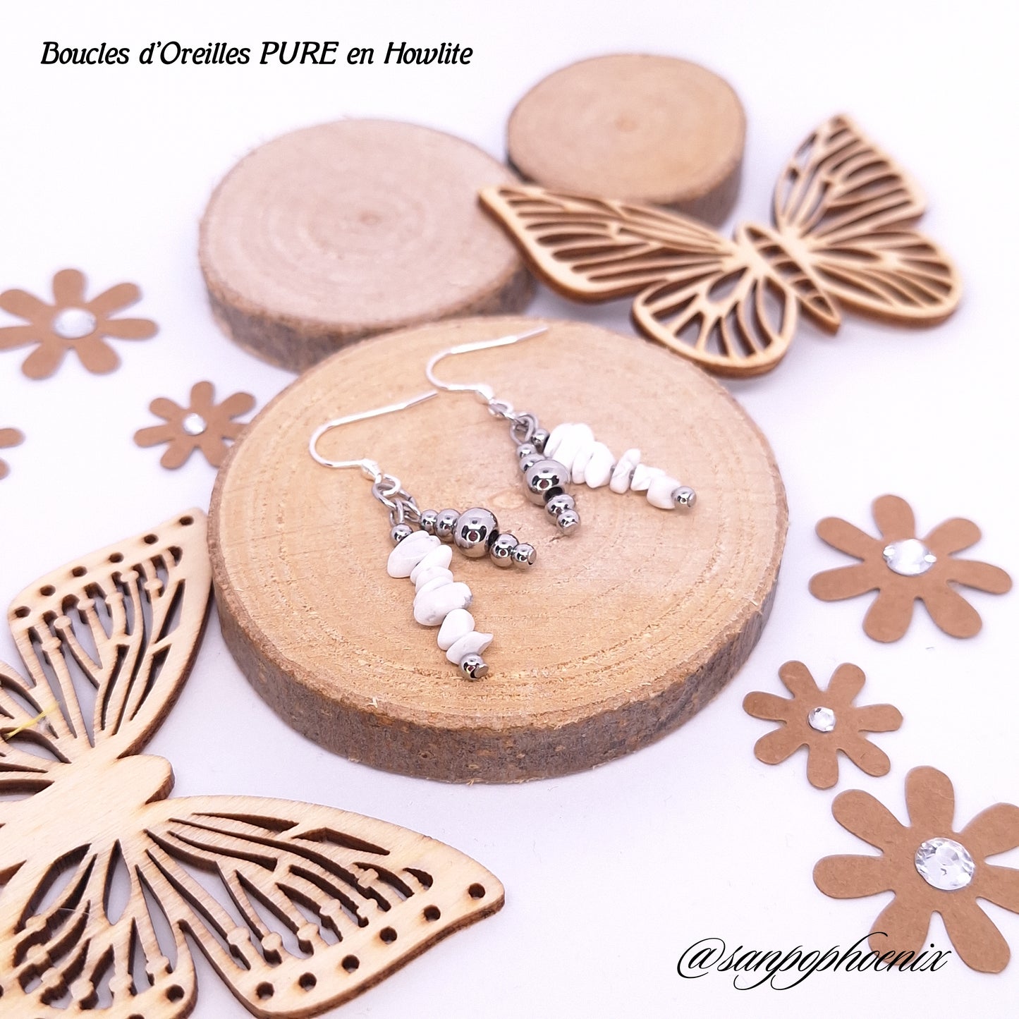 Boucles d'Oreilles PURE - Porte-Bonheur en Howlite