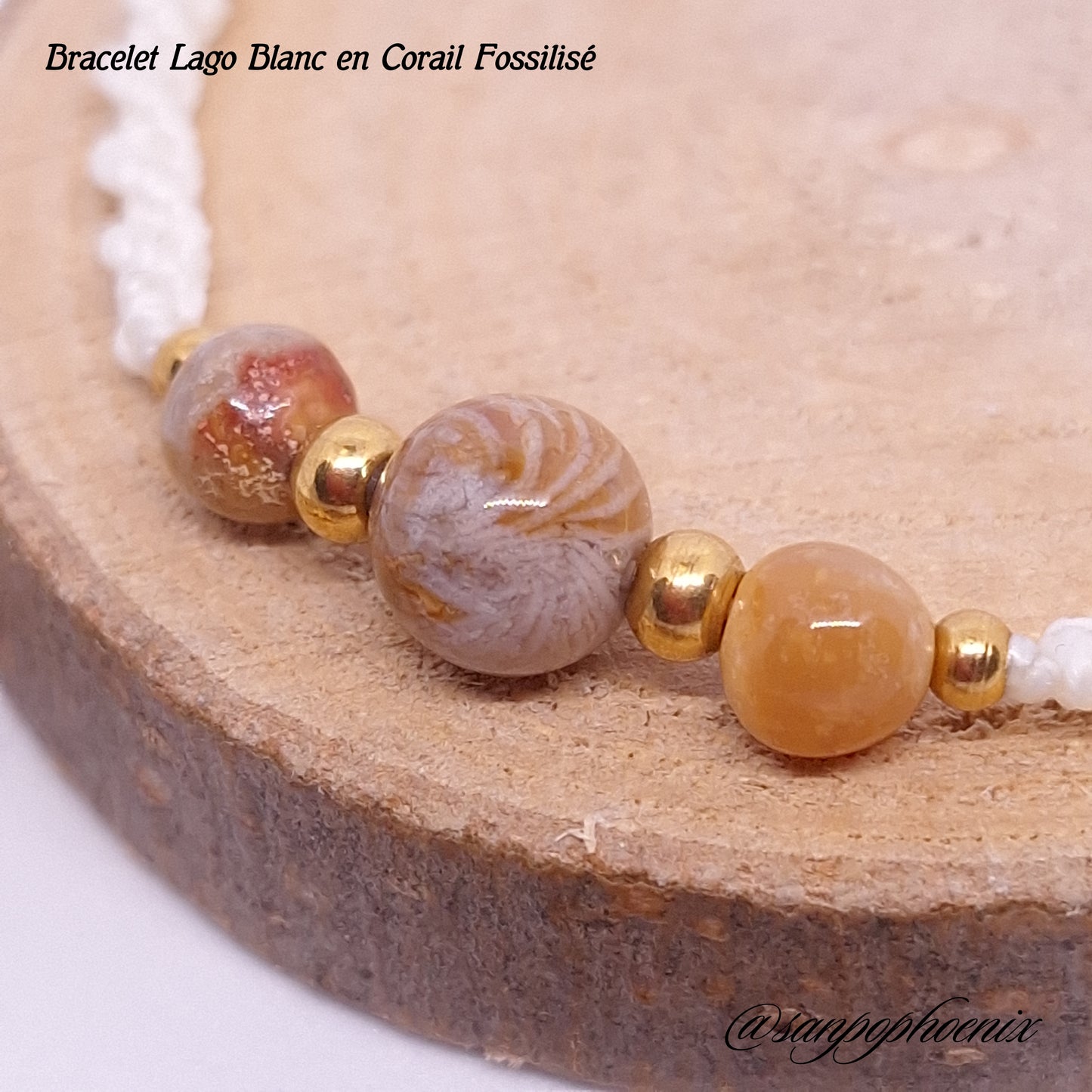 Bracelet porte-bonheur LAGO Blanc en Corail Fossilisé
