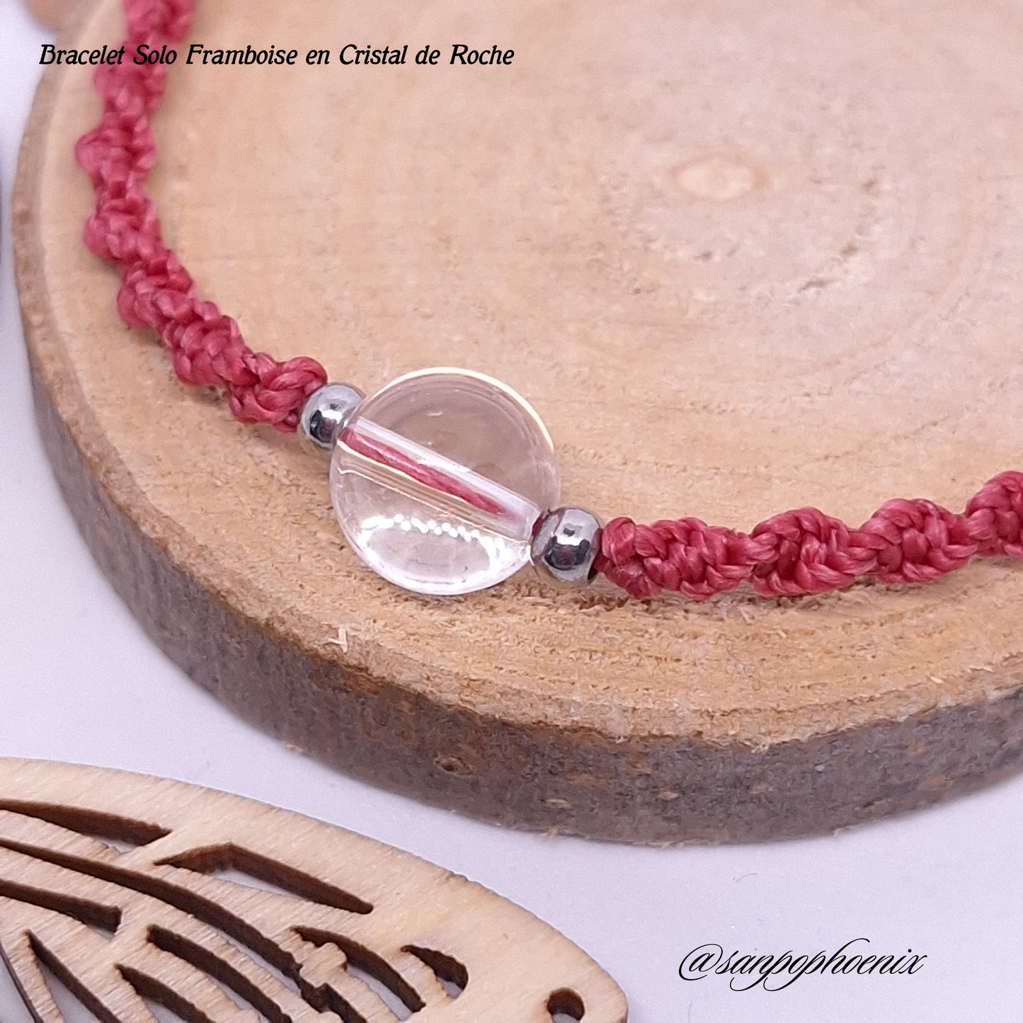 Bracelet porte-bonheur SOLO Framboise en Cristal de Roche