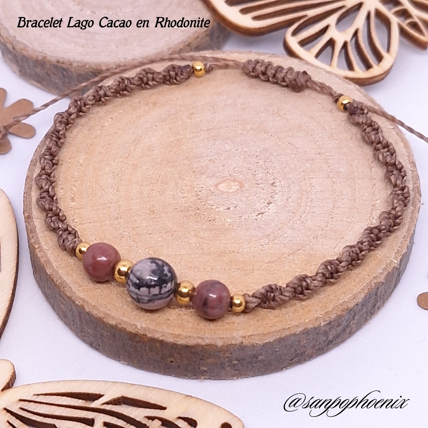 Bracelet porte-bonheur LAGO Choco en Rhodonite