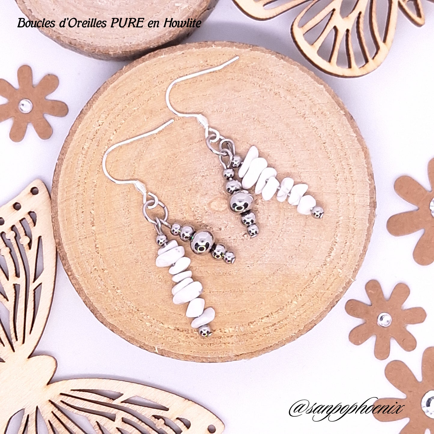 Boucles d'Oreilles PURE - Porte-Bonheur en Howlite