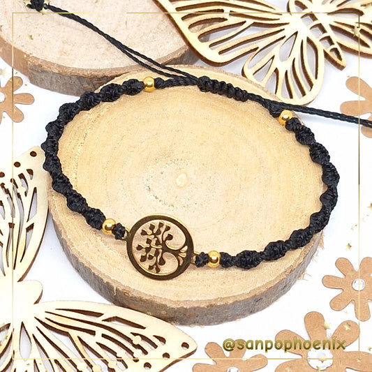 Bracelet porte-bonheur Twister Arbre de Vie (noir)