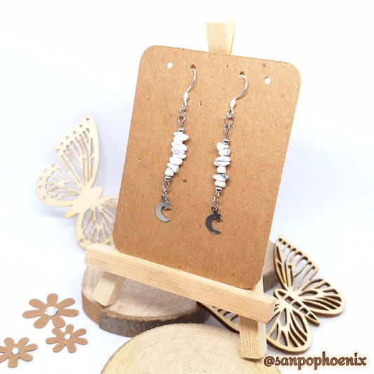 Boucles d'Oreilles IDAYA - Porte-Bonheur en Howlite