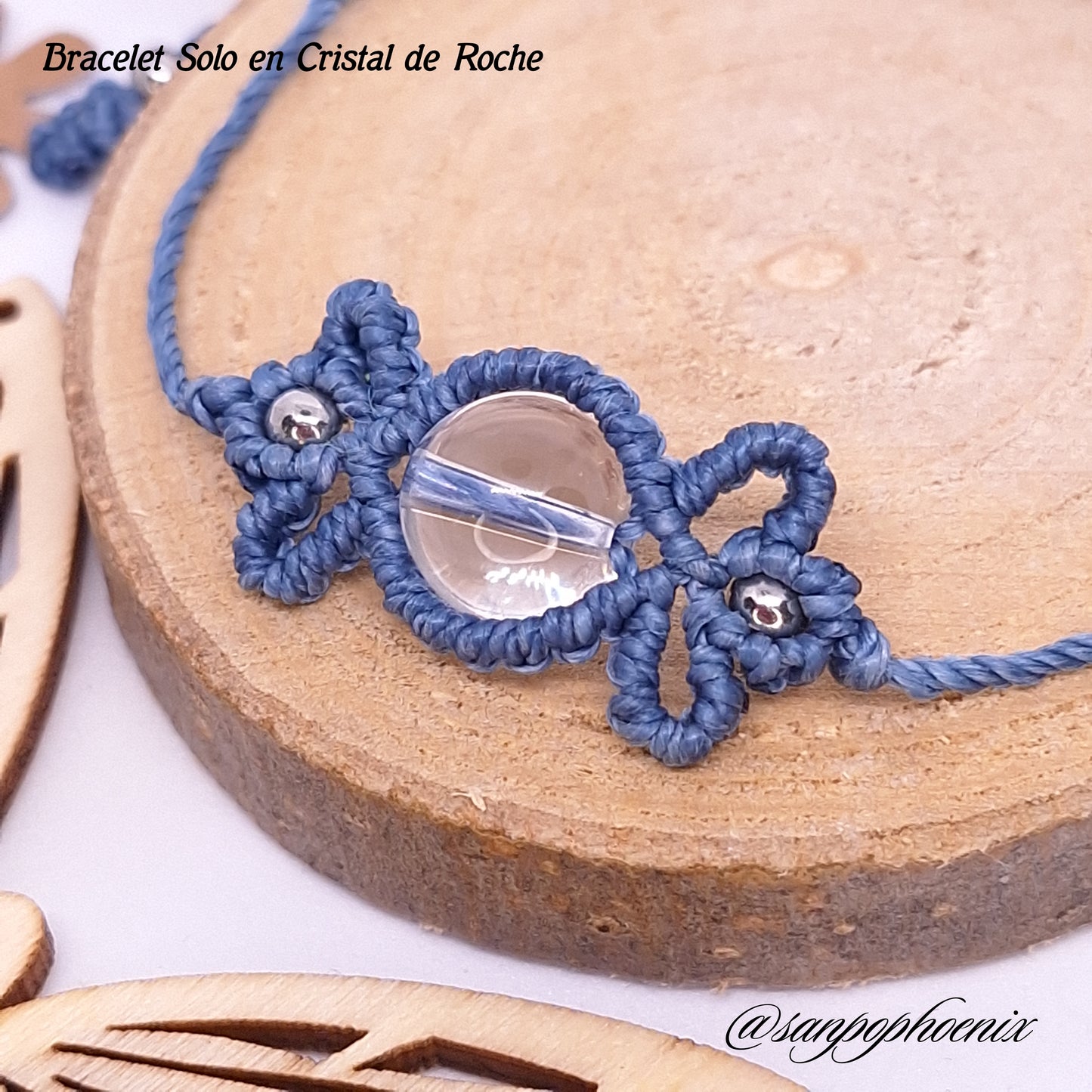 Bracelet porte-bonheur SOLO Bleu en Cristal de Roche