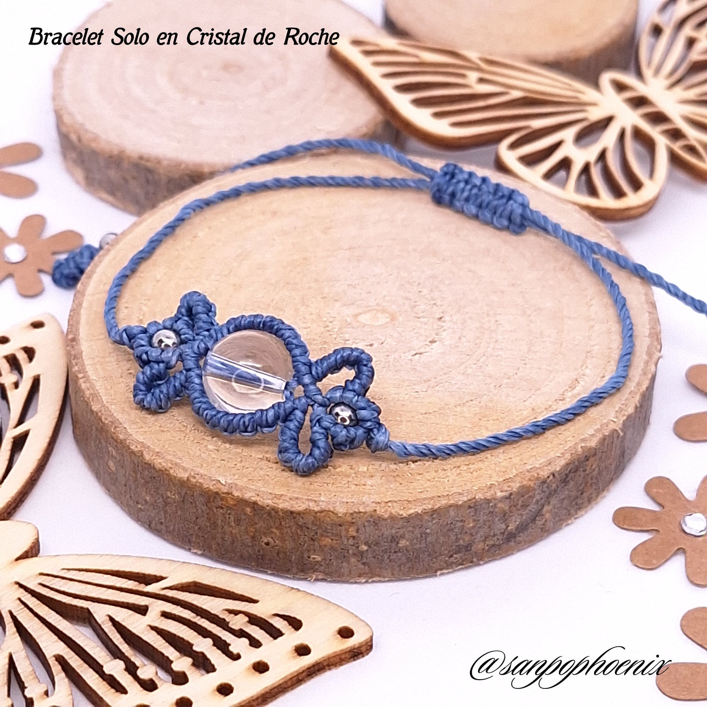 Bracelet porte-bonheur SOLO Bleu en Cristal de Roche