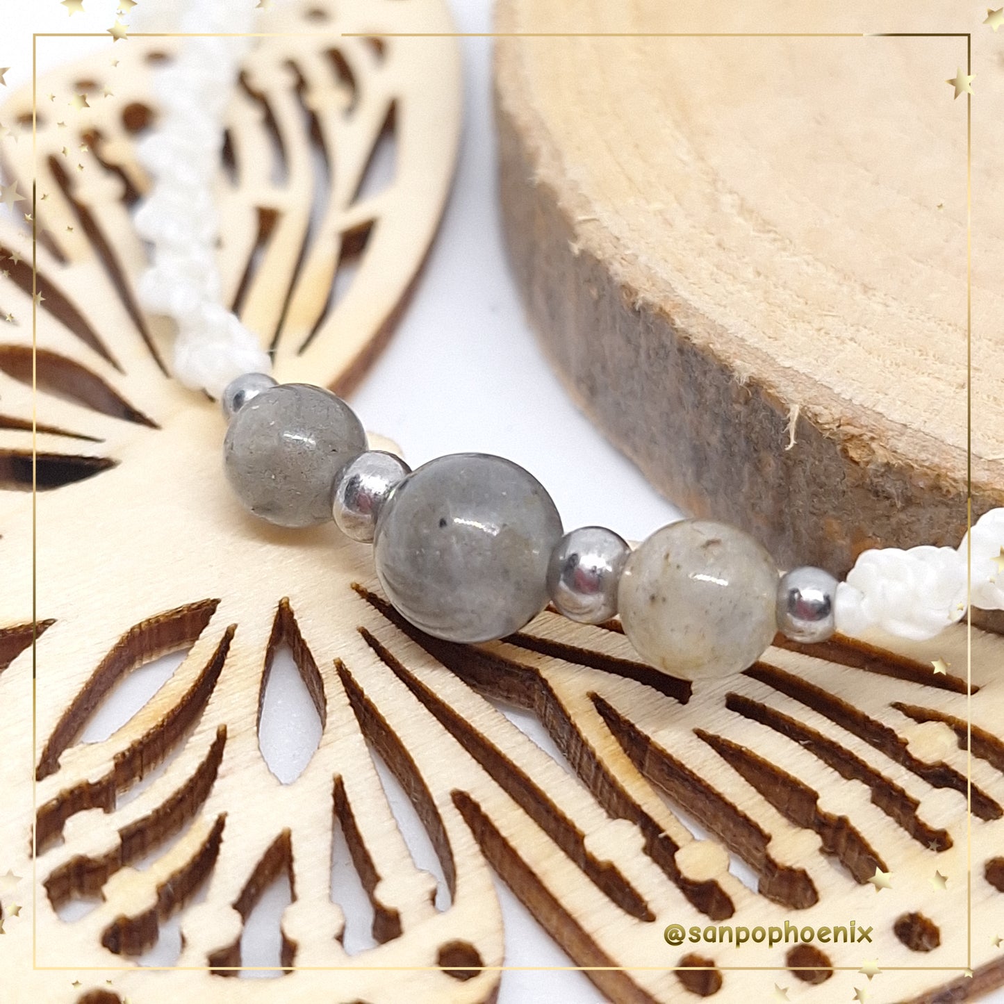 Bracelet porte-bonheur Twister Labradorite (blanc)