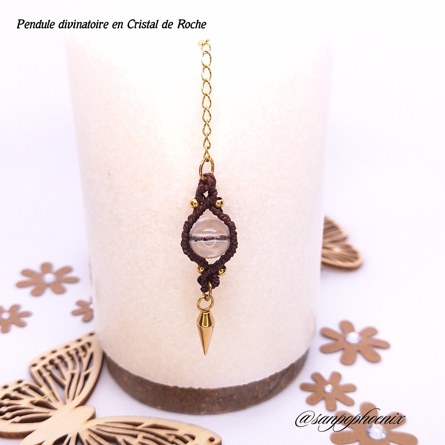 Pendule divinatoire ÉOS cacao en cristal de roche