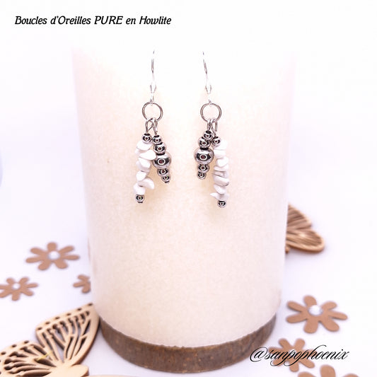 Boucles d'Oreilles PURE - Porte-Bonheur en Howlite