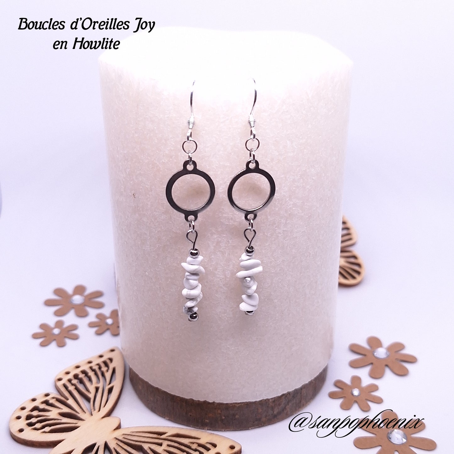 Boucles d'Oreilles JOY - Porte-Bonheur en Howlite