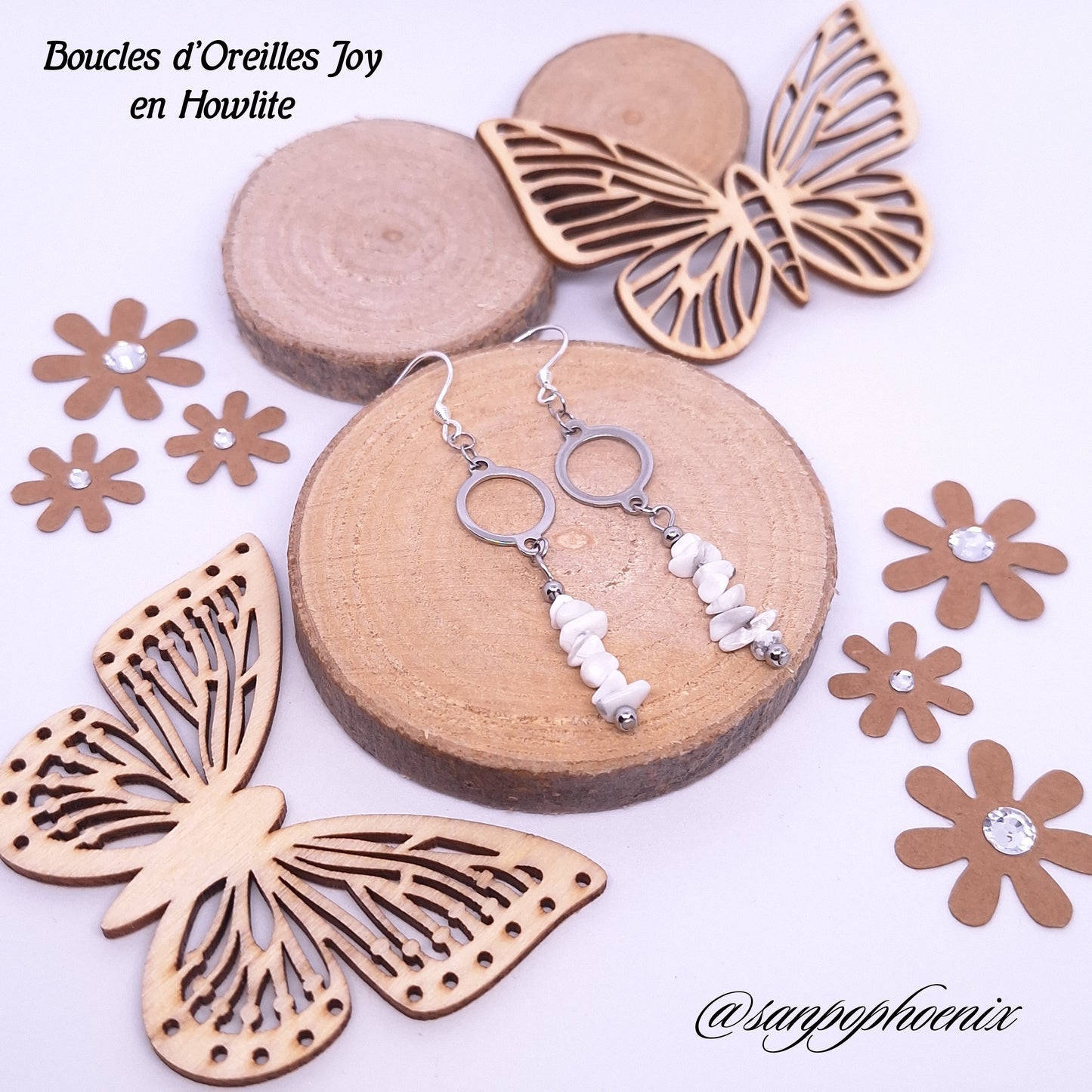 Boucles d'Oreilles JOY - Porte-Bonheur en Howlite