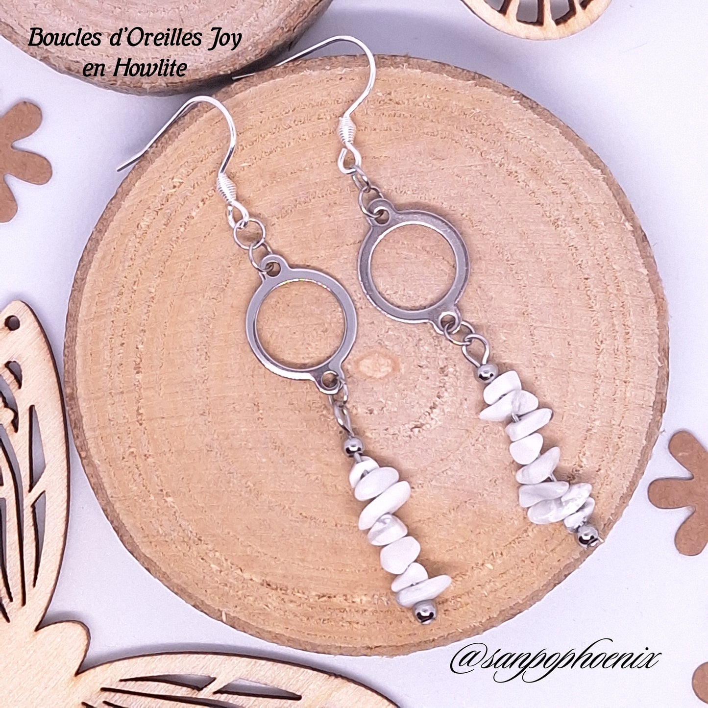 Boucles d'Oreilles JOY - Porte-Bonheur en Howlite