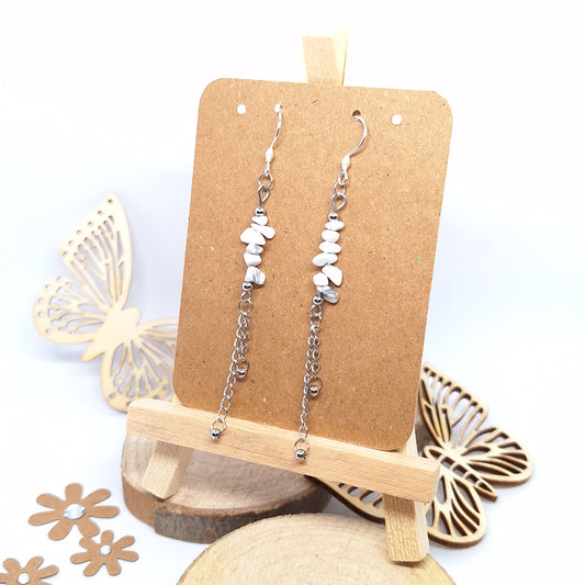 Boucles d'Oreilles AYA - Porte-Bonheur en Howlite