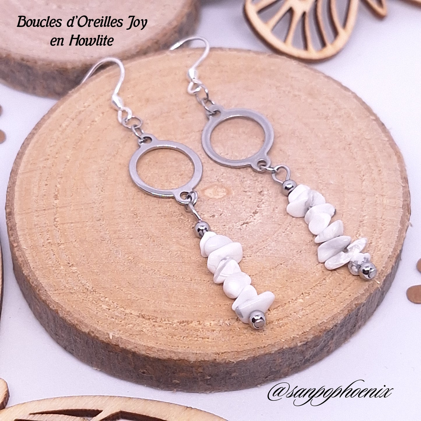 Boucles d'Oreilles JOY - Porte-Bonheur en Howlite